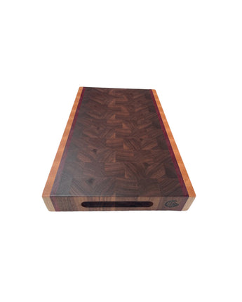 Walnut, Maple and Purple Heart End-Grain Chopping Board