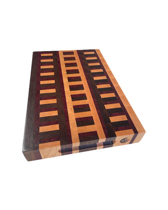 Walnut, Maple and Purple Heart Architectural End-Grain Chopping Board