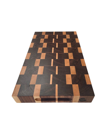 Walnut and Maple Geometric Chopping Board