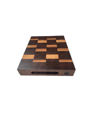 Walnut & Maple Chessboard End-Grain Chopping Block