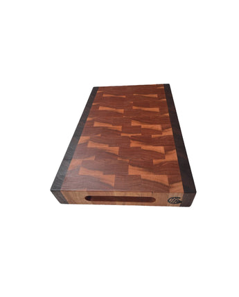 Walnut & Cherry Herringbone End-Grain Chopping Board