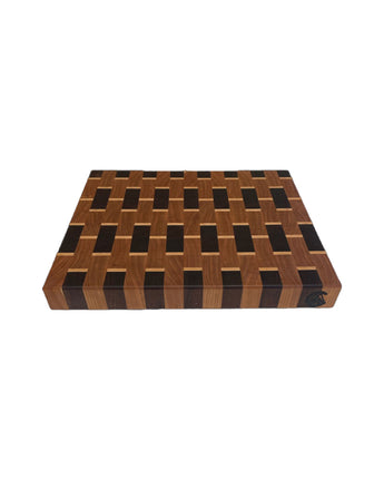 Tri-Tone Artisan End-Grain Butcher Block - Cherry, Maple, Walnut