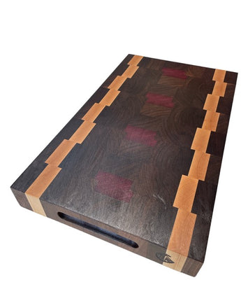 Harmonious Craft: Walnut, Maple, and Purple Heart Chopping Board