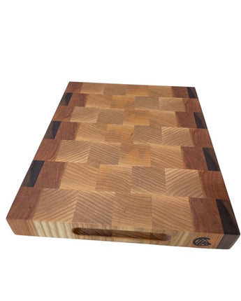 Patchwork Mastery: Ash, Cherry, and Walnut Chopping Board