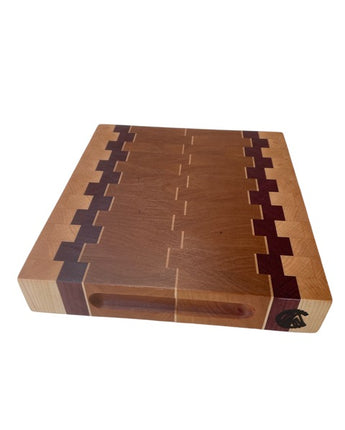 Checkerboard Chic: Cherry, Maple, and Purple Heart Chopping Board