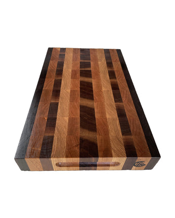 Tri-Tone Treasure End-Grain Butcher Block - Walnut, Cherry, Ash