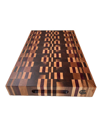 A Palette of Walnut, Maple and Purple Heart End-Grain Butcher Block