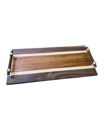 Tri-wood Luxury Serving Tray - Walnut, Rosewood & Tulipwood